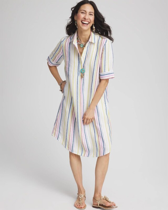 Striped Linen Shirtdress - image 2